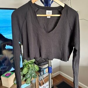 BDG Charcoal Long Sleeve Crop Top